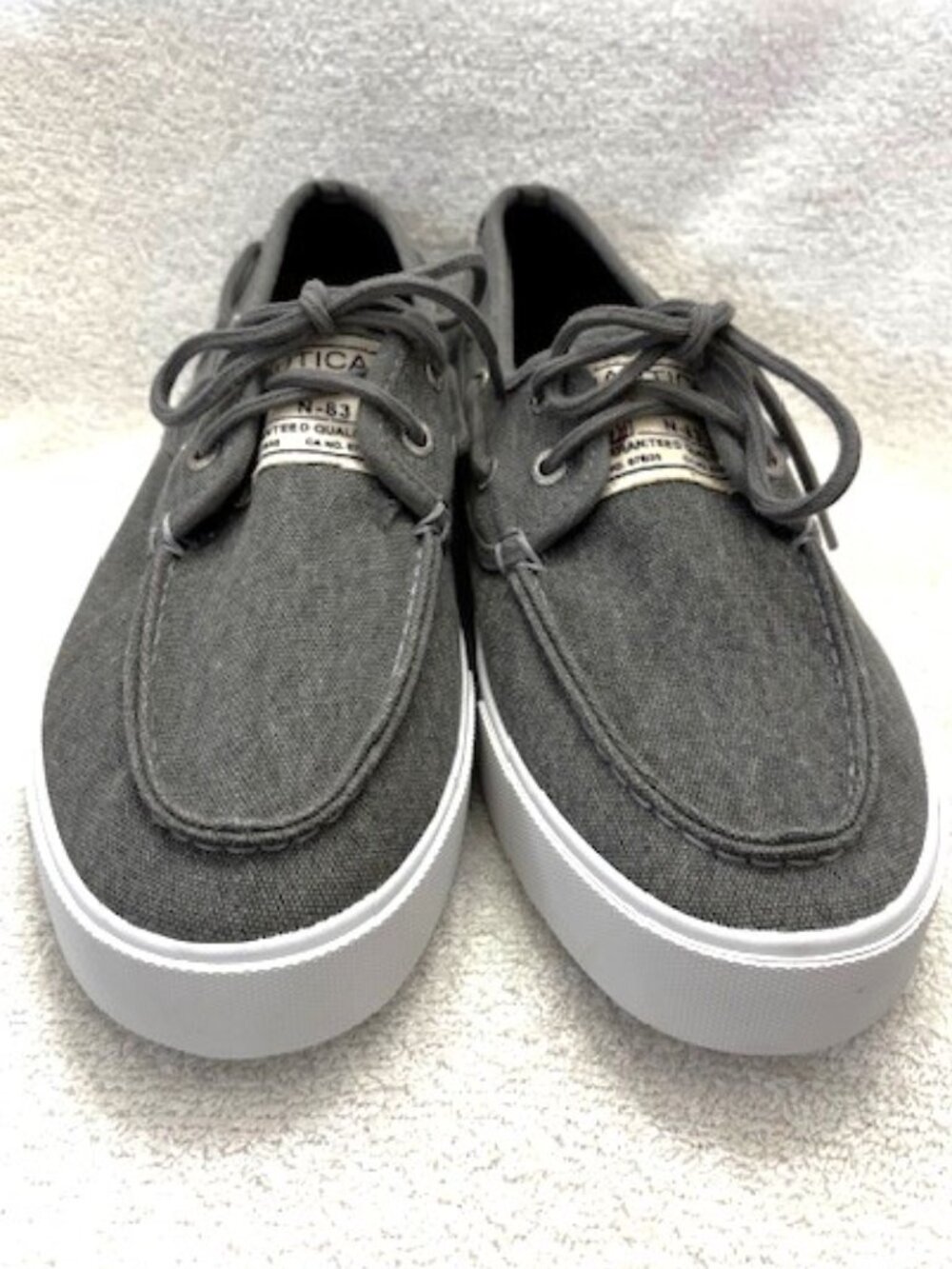Nautica Spinnaker Washed deck sneakers in medium gray textile NWOT Men's Size 11